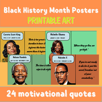 Preview of Black History Month Inspirational Quote Posters- 24 African American Heroes