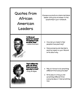 Preview of Black History Month: Inspirational Quotes and Writing Prompts