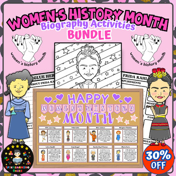 Preview of Women's History Month Interactive Bulletin Board & Research Banners BUNDLE