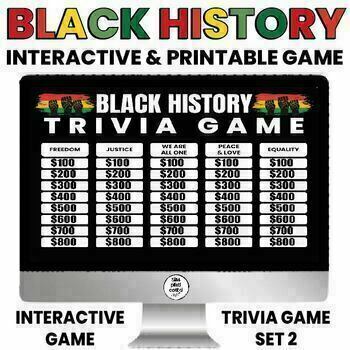 Preview of Black History Month | Interactive Game | Trivia | Digital and Printable | SET 2