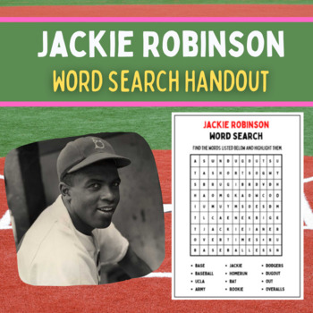 Preview of Black History Month: Jackie Robinson Word Search