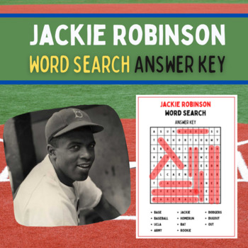 Preview of Black History Month: Jackie Robinson Word Search ANSWER KEY