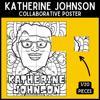 Preview of Black History Month Katherine Johnson Collaborative Coloring Poster | BHM