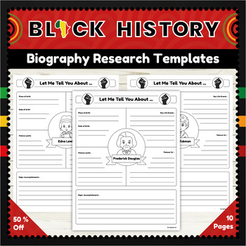 Preview of Black History Month : Leaders Biography Research Templates for 2nd Graders