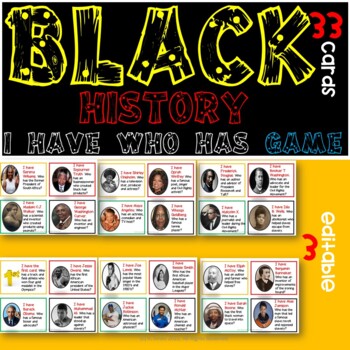 Preview of Black History Month Leaders Heroes | I Have Who Has Game | African American
