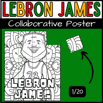Preview of Black History Month Lebron James Collaborative Coloring Poster Bulletin Board