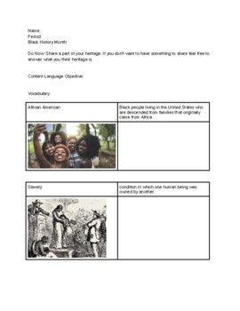 Preview of Black History Month Lesson - Note Catcher