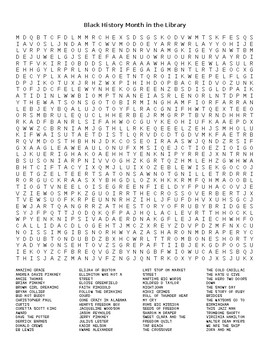 Preview of Black History Month Library Word Search