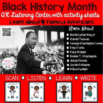 Preview of Black History Month Listening center with QR codes