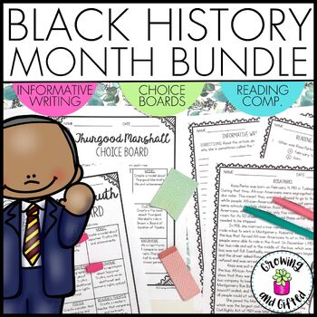 Preview of Black History Month MEGA Bundle with Reading, Writing and Choice Boards