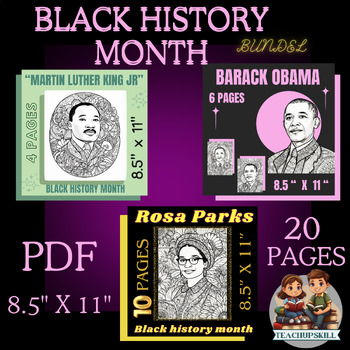Preview of Bundle : Black History Month - Mandala coloring pages