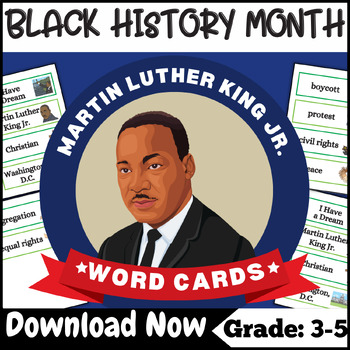 Preview of Black History Month - Martin Luther King Jr Day Word Cards Activitiy - mlk Day