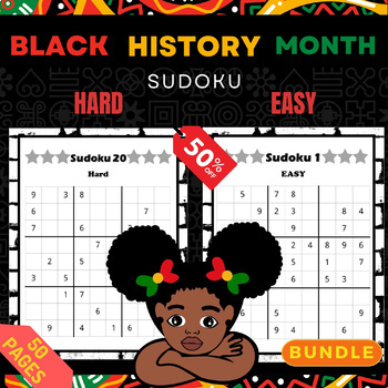 Preview of Black History Month Martin luther king jr EASY HARD Sudoku Puzzles With Solution
