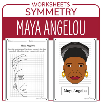 Preview of Black History Month Math Activity Maya Angelou Symmetry Math Centers
