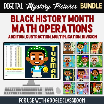 Preview of Black History Month Math Digital Activity, Google Classroom February Pixel Art