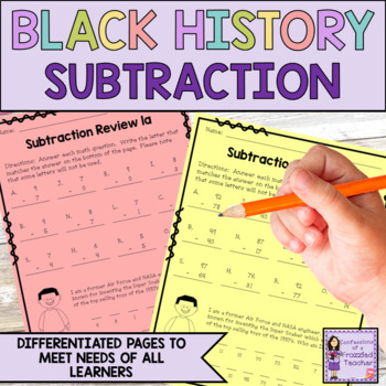 Preview of Black History Month Math Subtraction Worksheets