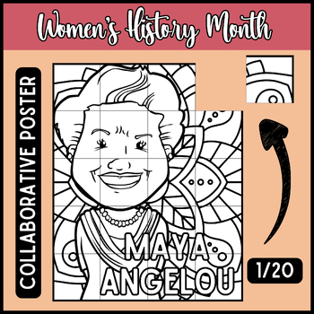 Preview of Black History Month Maya Angelou Collaborative Coloring Poster Bulletin Board