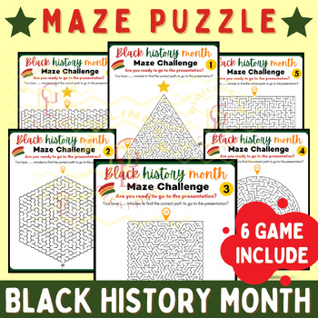Preview of Black History Month Maze logic Math literacy Game brain breaks Activity 7th 8th