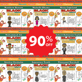 Preview of Black History Month Mega Bundle - 37 Collaborative Coloring Posters - MLK ...