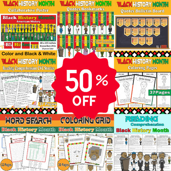 Preview of Black History Month Mega Bundle: Reading Comprehension, Coloring Pages ...
