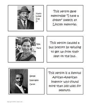 Preview of Black History Month Memory Game