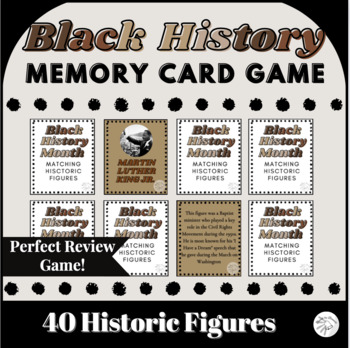 Preview of Black History Month Memory Matching Card Game | Review Game | Printable