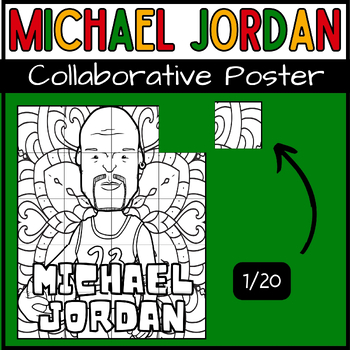 Preview of Black History Month Michael Jordan Collaborative Coloring Poster Bulletin Board
