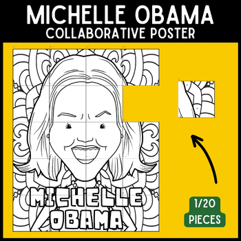 Preview of Black History Month Michelle Obama Collaborative Coloring Art Poster | BHM