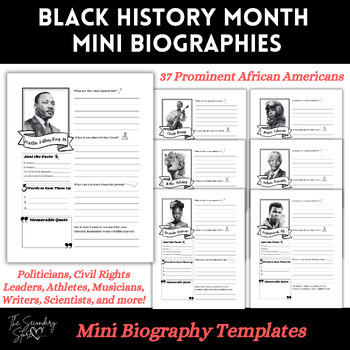 Preview of Black History Month Mini Biography Templates