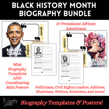 Preview of Black History Month Mini Bios and Posters Bundle