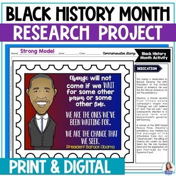 Preview of Black History Month Project - Commemorative Stamp & Biography Research Activity