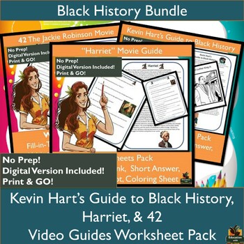 Preview of Black History Month Movie Guide Bundle! Short Answer, Info Text, Coloring Sheets