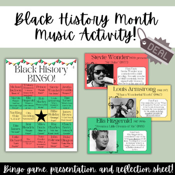 Preview of Black History Month Music Activity! (Bingo Game and Presentation!)