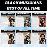 Black History Month Music Artists Reading Comprehension Wo