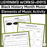 Black History Month Music Listening Worksheets