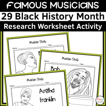 Preview of Black History Month Musician Worksheets