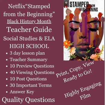 Preview of Black History Month>Netflix>"Stamped from the Beginning" Documentary Teacher Gui