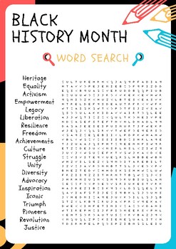 Black History Month No Prep Word Search Puzzle Worksheet Activity