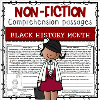 Preview of Black History Month Nonfiction Comprehension Passages