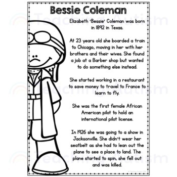 Black History Month Notable People Reading Comprehension Worksheets