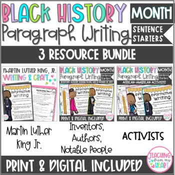 Preview of Black History Month Paragraph Writing Sentence Starters Biography BUNDLE