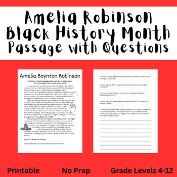 Preview of Black History Month Info Text 1 with Questions (Printable and Digital Resource)