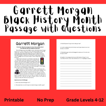 Preview of Black History Month Info Text 5 with Questions (Printable and Digital Resource)