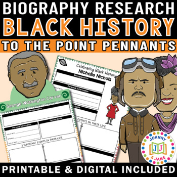 Preview of Black History Month Pennant Research Project | DIGITAL and PRINTABLE