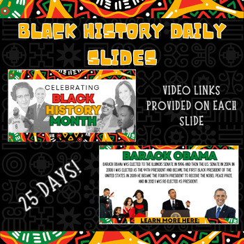 Preview of Black History Month-Person of the Day Slides w/videos! GOOGLE SLIDES
