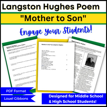 Preview of Black History Month Poetry, Mother to Son Poem, Langston Hughes poem, Print, PDF
