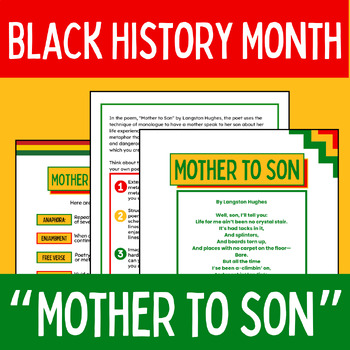 Preview of Black History Month Poetry Writing & Annotation "Mother to Son" by Hughes ELA