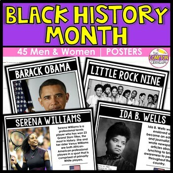 Preview of Black History Month Posters for a Bulletin Board - 45 Figures with Biographies