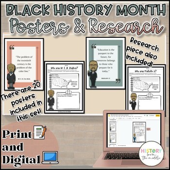 Preview of Black History Month Posters and Research - Print and Digital