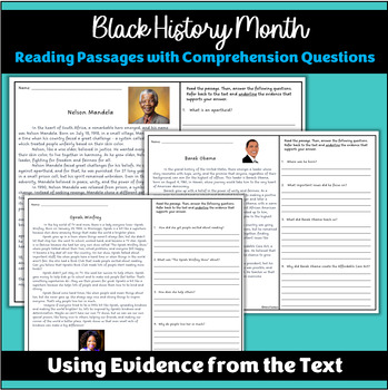 Preview of Black History Month: Printable Reading Passages with Comprehension Questions